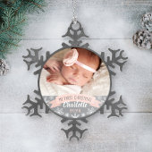 First Christmas Blush Pink Baby Girl Foto Schneeflocken Zinn-Ornament