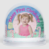 First Christmas Candy Cane Foto Snow Globe Schneekugeln (Vorderseite)