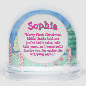 First Christmas Candy Cane Foto Snow Globe Schneekugeln (Rückseite)