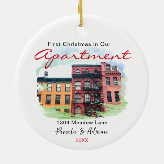 first christmas Custom apartment photo Keramik Ornament (Hinten)