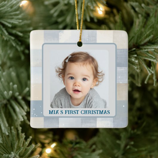 First Christmas Custom Baby Photo Holiday Ornament (Baum)