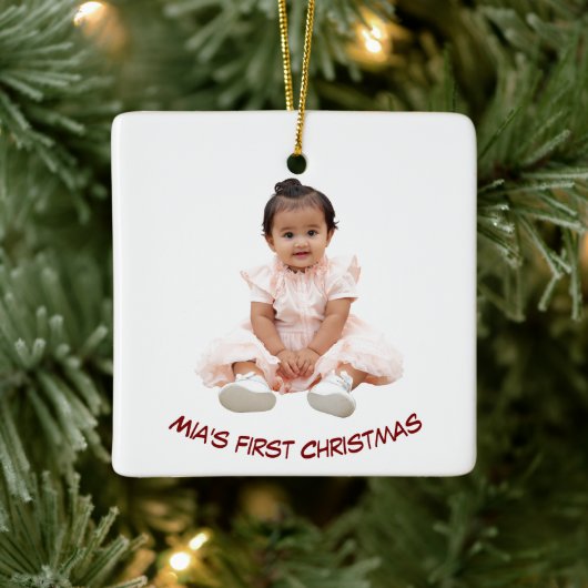 First Christmas Custom Baby Photo Holiday Ornament (Baum)