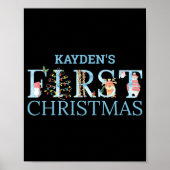 First Christmas Cute Animal Letters Boy Name Baby Poster (Vorne)