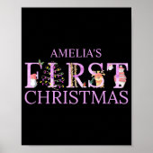 First Christmas Cute Animal Letters Girl Name Baby Poster (Vorne)