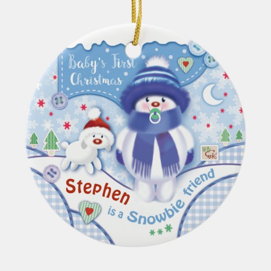 First Christmas, Cute Ornament for Baby Boy (Vorne)