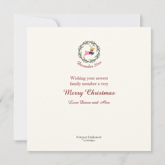 First Christmas Deer with Wreath Customize Card (Rückseite)