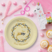 First Christmas Deer with Wreath Soft Yellow  Pappteller (Party)