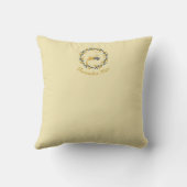 First Christmas Deer with Wreath Yellow Kissen (Rückseite)