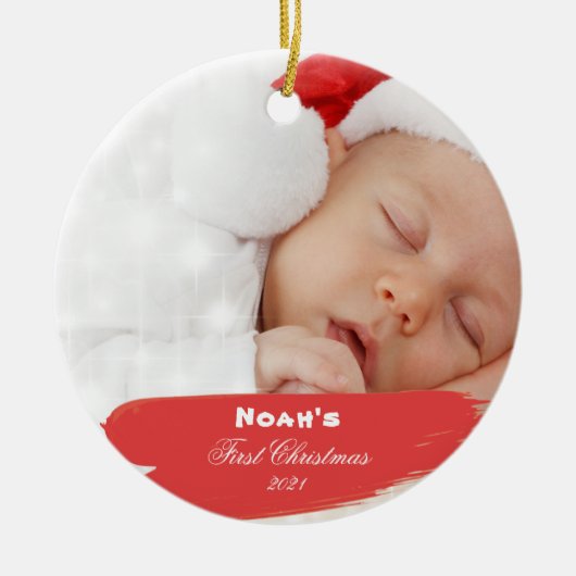 First Christmas Elegant Foto Keramik Ornamento Ornament (Vorne)