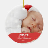 First Christmas Elegant Foto Keramik Ornamento Ornament (Hinten)