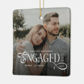First Christmas Engaged Chic Couples 2 Photos Keramikornament (Links)