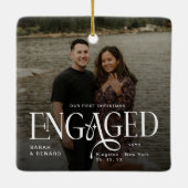 First Christmas Engaged Chic Couples 2 Photos Keramikornament (Rückseite)