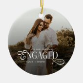 First Christmas Engaged  Chic Couples Photo Keramik Ornament (Vorne)
