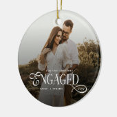 First Christmas Engaged  Chic Couples Photo Keramik Ornament (Links)