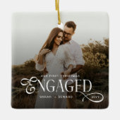 First Christmas Engaged Chic Couples Photo Keramikornament (Vorderseite)
