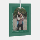 First Christmas Engaged Couples Photo Arch Ornament Aus Glas (Vorderseite Rechts)