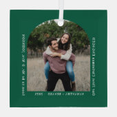 First Christmas Engaged Couples Photo Arch Ornament Aus Glas (Rückseite)