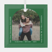 First Christmas Engaged Couples Photo Arch Ornament Aus Glas (Vorderseite)