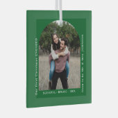 First Christmas Engaged Couples Photo Arch Ornament Aus Glas (Vorderseite Rechts)