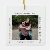 First Christmas Engaged Couples Photo Keramikornament (Vorderseite)
