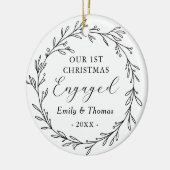 First Christmas Engaged Floral Botanical Wreath Keramik Ornament (Links)