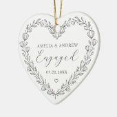 First Christmas Engaged Floral Botanical  Wreath Keramik Ornament (Links)