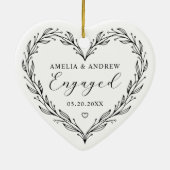 First Christmas Engaged Floral Botanical  Wreath Keramik Ornament (Hinten)