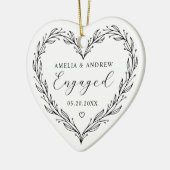 First Christmas Engaged Floral Botanical  Wreath Keramik Ornament (Links)