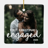 First Christmas Engaged | Hand-Drawn Lettering Keramikornament (Rückseite)