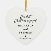 First Christmas Engaged Modern Minimalist Photo Keramik Ornament (Vorne)