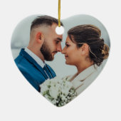 First Christmas Engaged Modern Minimalist Photo Keramik Ornament (Hinten)