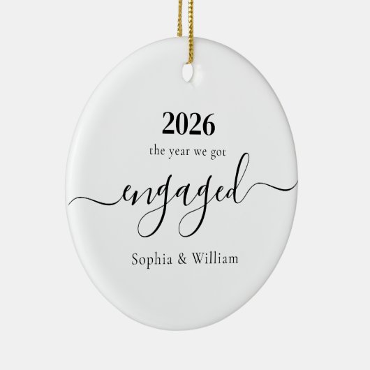 First Christmas Engaged Photo Ceramic Ornament (Rechts)
