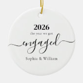 First Christmas Engaged Photo Ceramic Ornament (Vorne)