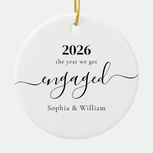 First Christmas Engaged Photo Ceramic Ornament (Vorne)