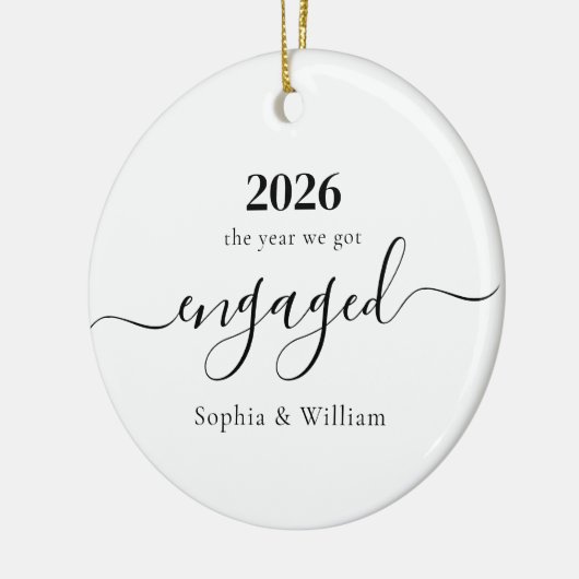 First Christmas Engaged Photo Ceramic Ornament (Links)