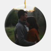 First Christmas Engaged Photo Ceramic Ornament (Hinten)