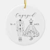 First Christmas Engaged Photo Dress Suit Shoes Keramik Ornament (Vorne)