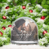 First Christmas Engaged Photo White Script Schneekugeln (Weihnachten)
