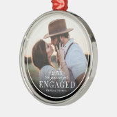 First Christmas Engaged Simple Border Photo  Ornament Aus Metall (Links)