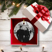 First Christmas Engaged Tree Gold Bow Photo Custom Keramik Ornament