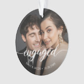 First Christmas Engaged White overlay Custom Photo Ornament (Vorderseite)