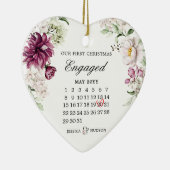 First Christmas Engaged With Calendar Floral Keramik Ornament (Rechts)