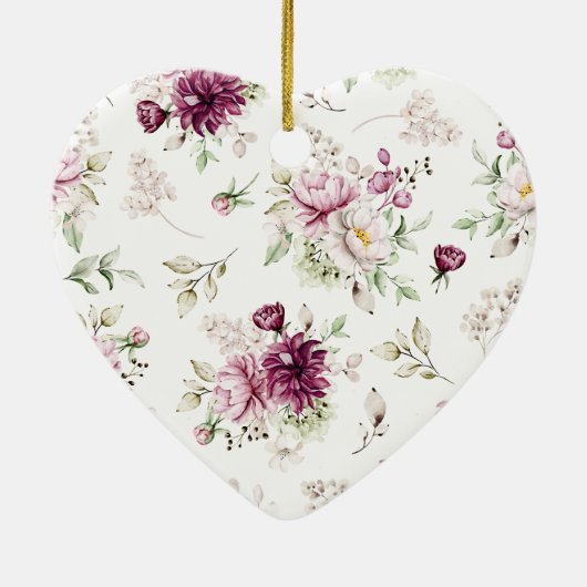 First Christmas Engaged With Calendar Floral Keramik Ornament (Hinten)