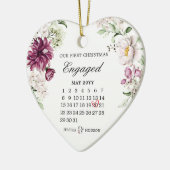 First Christmas Engaged With Calendar Floral Keramik Ornament (Links)
