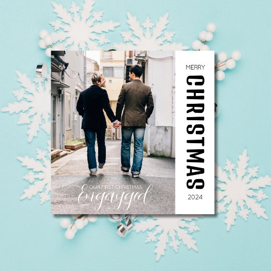 First Christmas Engayated Gay Pride Custom Foto Feiertagskarte