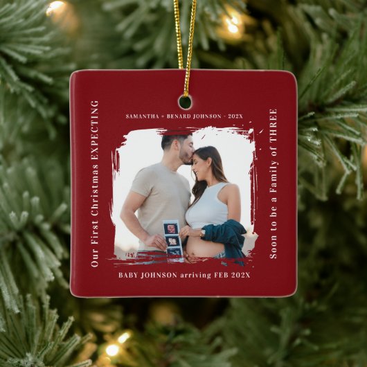 First Christmas Expecting Pregnancy Announcement Keramikornament (Baum)