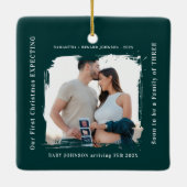First Christmas Expecting Pregnancy Announcement  Keramikornament (Rückseite)
