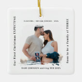 First Christmas Expecting Pregnancy Announcement Keramikornament (Vorderseite)