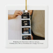First Christmas Expecting Pregnancy Announcement Keramikornament (Rückseite)