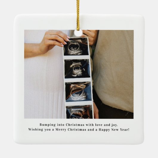 First Christmas Expecting Pregnancy Announcement Keramikornament (Rückseite)